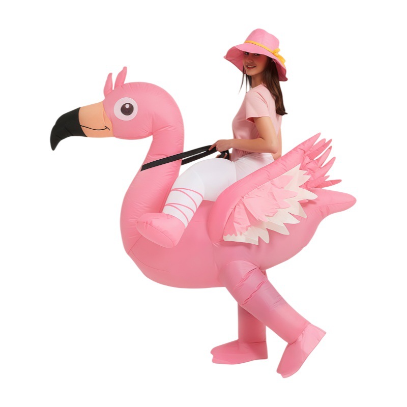 Cosplay Prop - Kostum Tiup Flamingo Merah Muda, Kostum