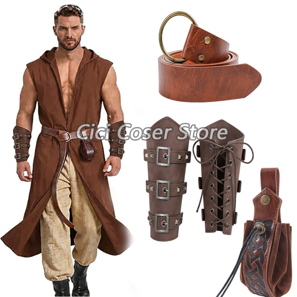Cosplay Prop - Set Sabuk Kulit PU Abad Pertengahan,