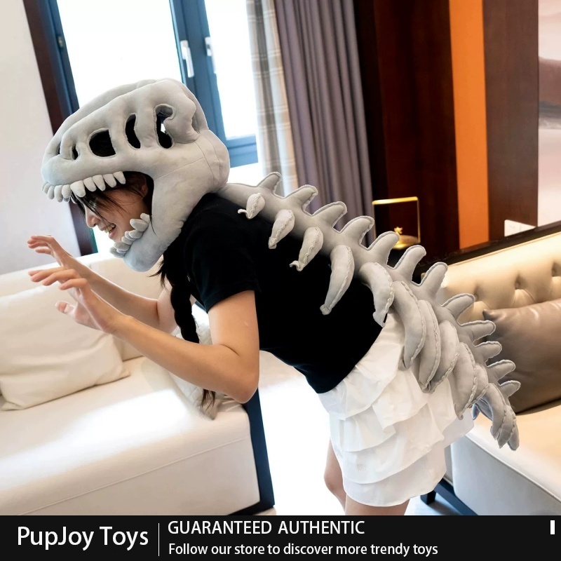 Cosplay Fire Prop - Topi Boneka Dinosaurus dengan Rangka Tulang